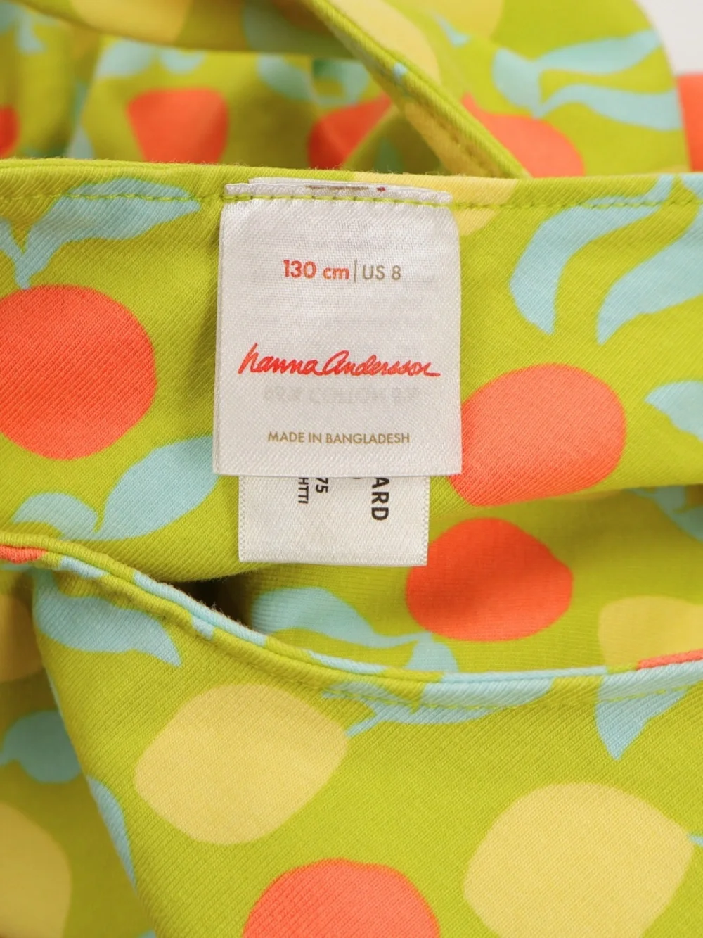 Hanna Andersson Citrus Print Cross Back Dress Girls Size 8 Fruit Print